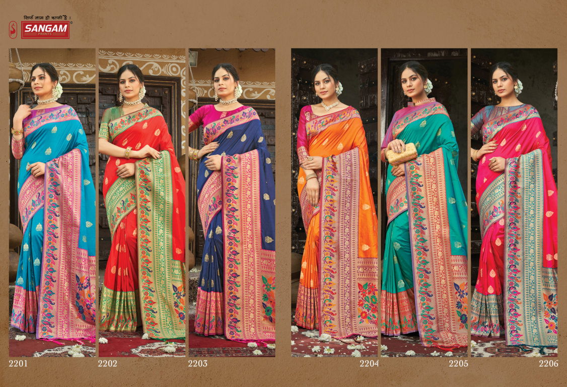 Sangam Shwetambari Silk Paithani Fancy New Exclusive Wear Fancy Saree Collection